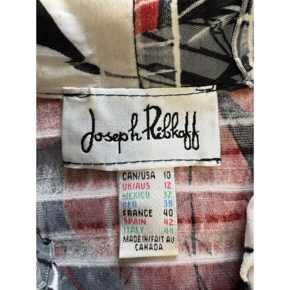 Joseph Ribkoff Colorful Floral Full Zip Jacket Sweater Pleated Ruffles Size 10 - Picture 3 of 10